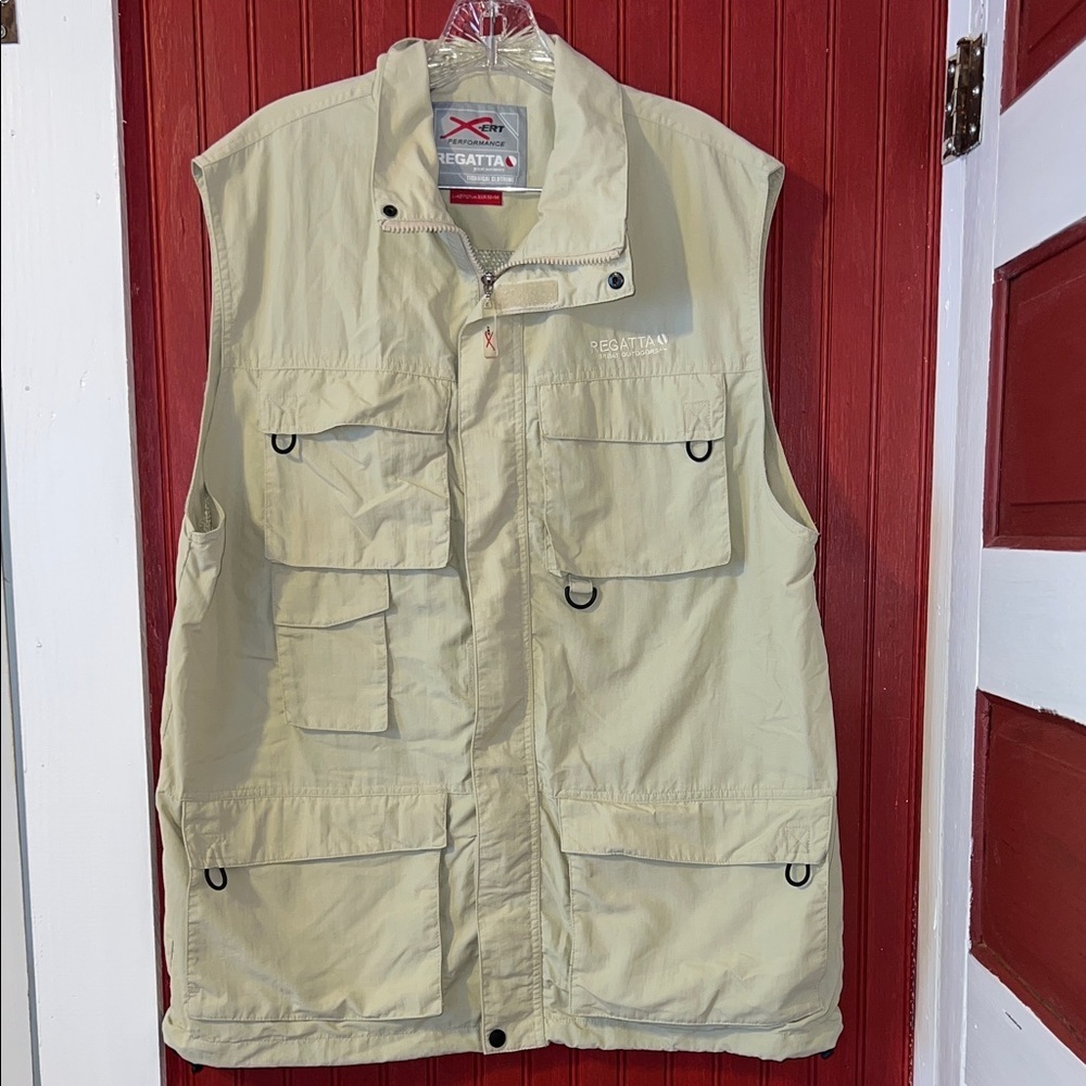 Vintage Regatta Men's Beige Utility Vest Hunting Fishing Photography L